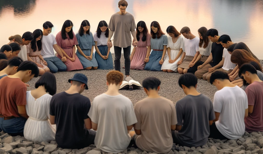 Picture of people praying, it may take time to load